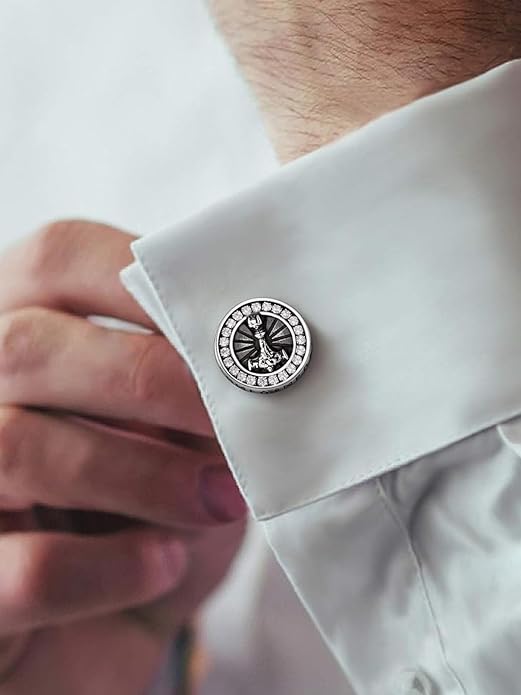 FaithHeart Mens Cufflinks, Norse Viking Tuxedo Shirt Cuff Links, Stainless Steel Cuff Links and Shirt Studs, Gift Box