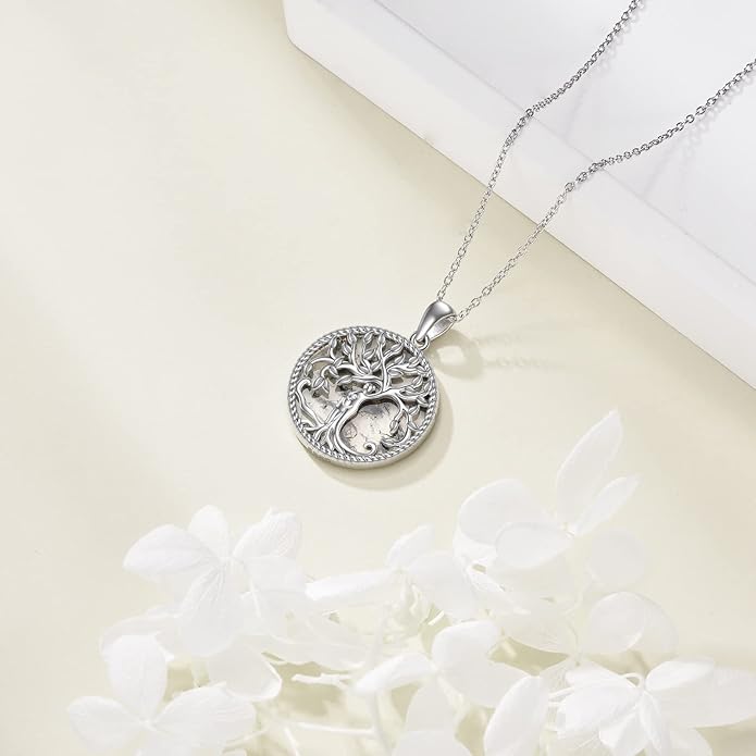 TIGER RIDER Tree of Life Necklace Sterling Silver Family Tree Pendant Jewelry for Mother Grandmother