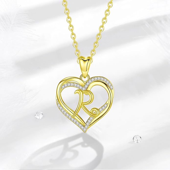 INFUSEU Unique Initial Necklaces for Women Girls Small Heart Letter Jewelry, Meaningful Personalized Gifts