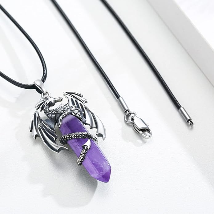 REDSUN 925 Sterling Silver Dragon Pendant Necklace Viking Dragon with Obsidian/Opal Protection Jewelry Gifts for Men Women Her Him Birthday Valentines Day Gifts