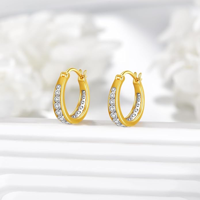 Sterling Silver Hoop Earrings Small Hoop Sun/Leaf/Triangle Huggie Earrings for Women Hypoallergenic
