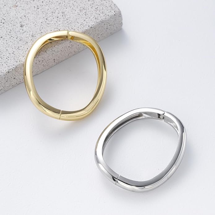 Bangle Bracelets for Women | 14K Gold Plated Trendy Wide Bracelets | Hinged Arm Cuff Bangles Chunky Bracelet for Women