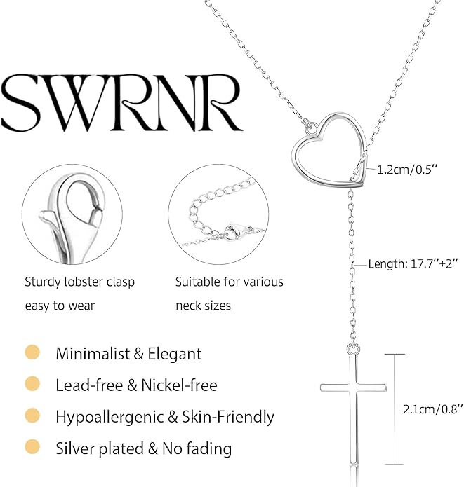 Lariat Necklace for Women, Dainty 14K Gold/Silver Plated Long Necklaces for Women Trendy Simple Layered Y-Shaped Drop Pendant Necklace Adjustable Gold Jewelry Gifts For Her Christmas Stocking Stuffer