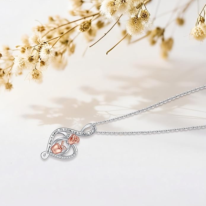 Mother's Day Necklace Gifts 925 Sterling Silver Mom/Wife/Grandma/Nana/Family I Love You Mom Necklace for Women Jewelry Birthday Gifts for Couple