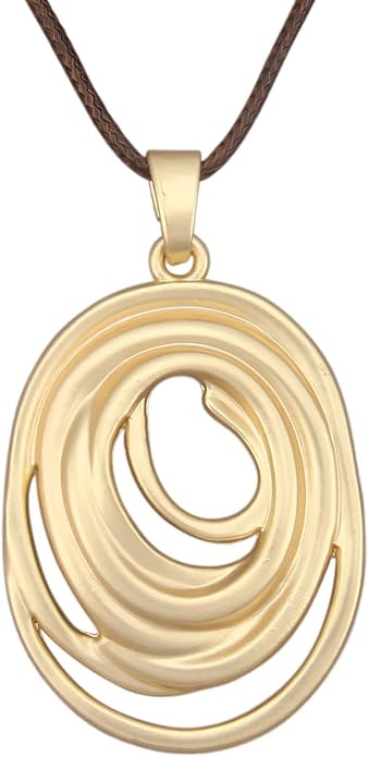 Long Boho Necklaces for Women Vintage Leather Wooden Pendant Y Choker Ethnic Style Gold Circle Hippie Sweater Necklace