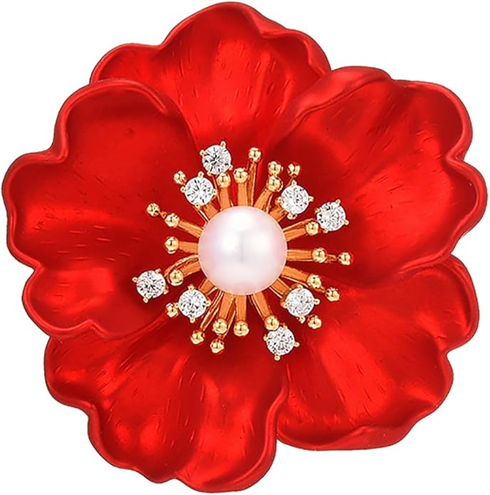 AILONMEI Red Rose Flower Brooches and Pins for Women Costume Jewelry Brooch Pins Broches Jewelry for Women Elegant Lady Pin