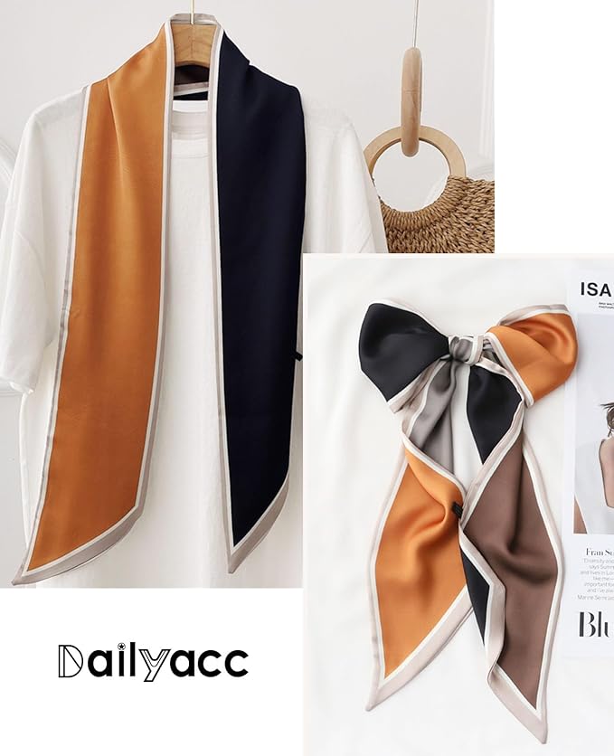 Dailyacc Hair Scarf for Women Fashion Silky Satin Headscarf Wrap Breathable Lightweight Neck Scarves For Handbag