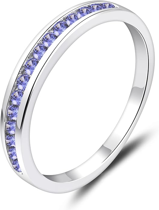 YL Stackable Rings 925 Sterling Silver Halo Birthstone Eternity Bands Jewelry for Women