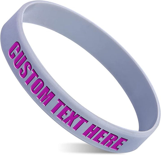 50 Custom Rubber Bracelets Personalized Silicone Wristbands Customized Bulk for Events, Support, Wedding, Awareness, Motivation Customizable