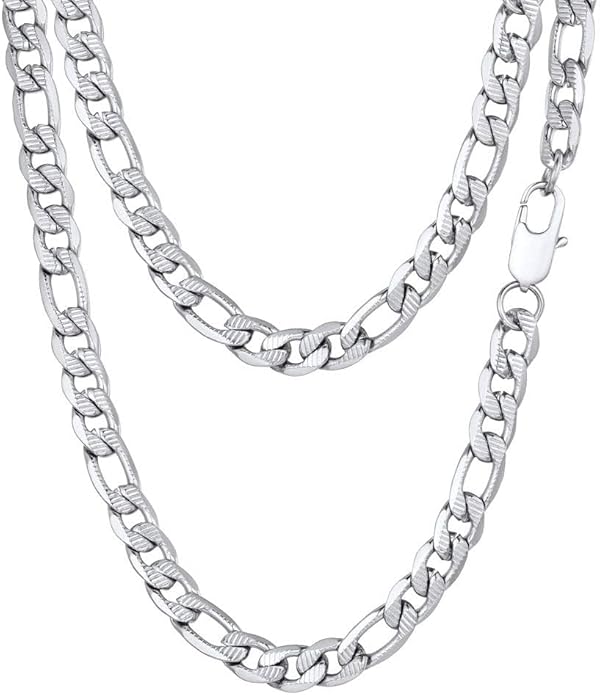 PROSTEEL 316L Stainless Steel Figaro Cuban Chain Necklace for Men, Black/18K Real Gold Plated, 4/5/6/7.5/9/10/13mm, 14inch-30inch, Come with Box