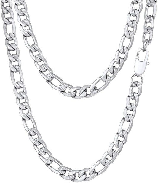 PROSTEEL 316L Stainless Steel Figaro Cuban Chain Necklace for Men, Black/18K Real Gold Plated, 4/5/6/7.5/9/10/13mm, 14inch-30inch, Come with Box