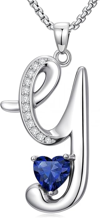 Christmas Gifts for Women Alphabet A to Z Initial Birthstone Pendant Necklaces for Women - 18k White Gold Plated Personalized Name Jewelry Valentine Mothers Day Birthday Gifts for Women Her Girlfriend