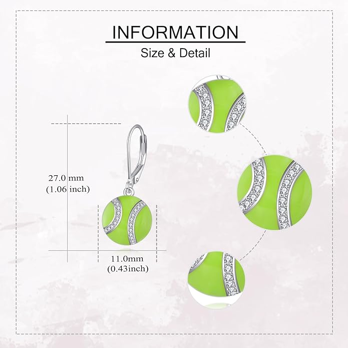 Pickleball/Tennis/Soccer/Volleyball/Golf/Hockey/Basketball Earrings for Women 925 Sterling Sliver Sports Ball Earrings Pickle Ball Dangle Earrings Pickleball Jewelry Gifts for Women Lover