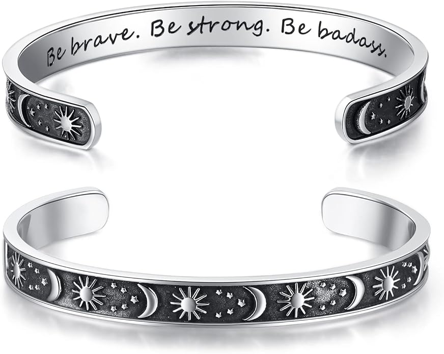 TONY & SANDY Inspirational Bracelets for Women Teen Girls Personalized Gifts for Daughter Granddaughter Mom Sister Friends Stainless Steel Engraved Cuff Birthday Easter Christmas