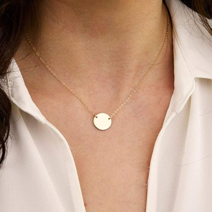 Turandoss Dainty Layered Choker Necklace, Handmade Y Pendant Necklace Multilayer Bar Disc Necklace Adjustable Layering Choker Necklaces for Women