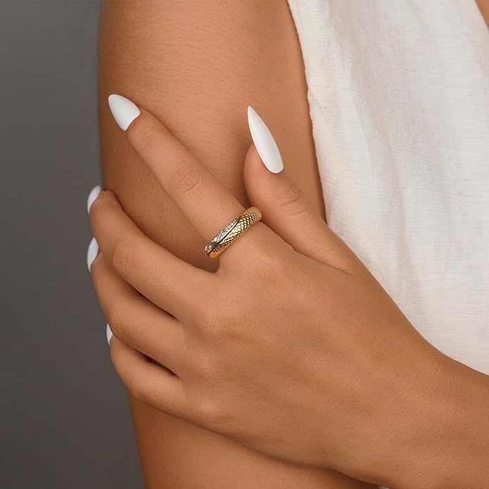 Stackable Rings for Women Infinity Interlocking Stack Non-Tarnish Two-Tone 18K Gold Silver Plated Engagement Wedding Promise Chunky Fidget Dainty Cubic Zirconia Band Jewelry Statement Ring