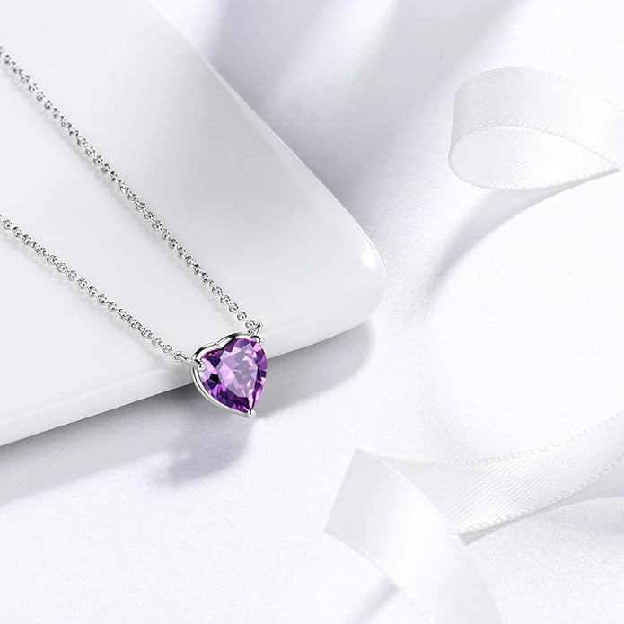 Aurora Tears 925 Sterling Silver 12 Birthstone Hearts Jewelry Women Crystal Wedding/Engagement/Bridal Heart Necklace/Earring/Ring/Bracelet Sets Jewellery
