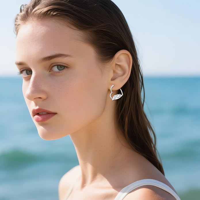 YFN Animal Earrings Sterling Silver Animal Heart Hoop Dangle Earrings Cute Jewelry Gifts for Women