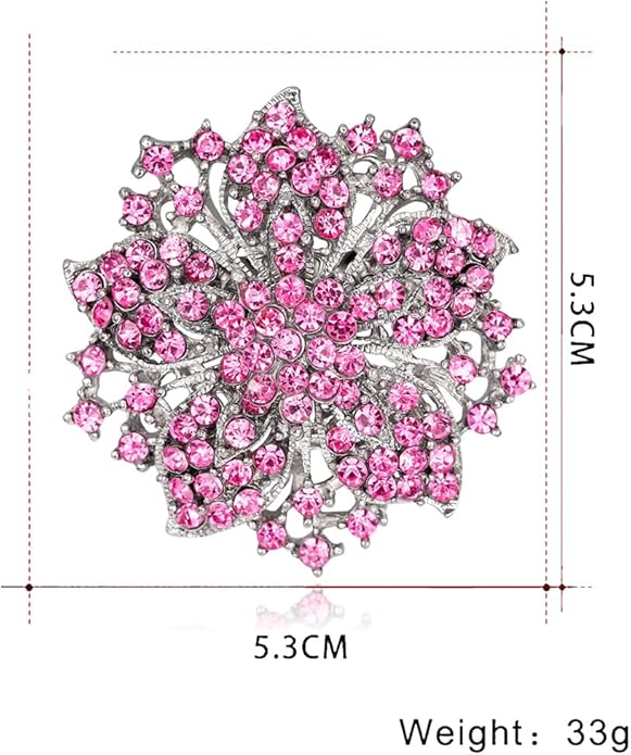Rhinestone Bauhinia Flower Brooch Pin - Elegant Clothing Accessory for Women - Big Crystal Flower Brooch for Christmas, Halloween, Birthday, Party, Wedding Costume Jewelry