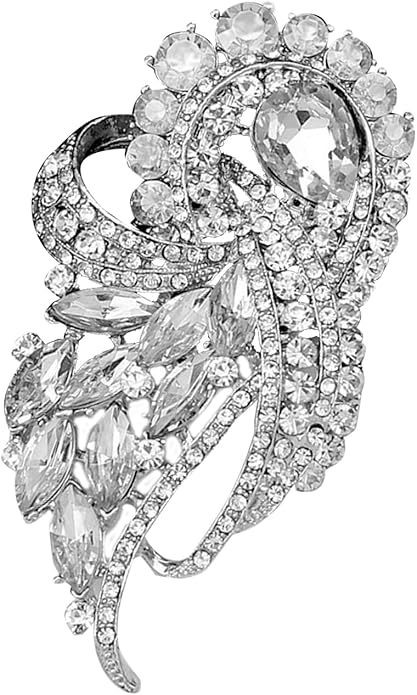 Crystal Rhinestone Brooch for Women Silver Brooch Pins for Women Clear Rhinestone Jewelry Pins for DIY Bridal Wedding Bouquet