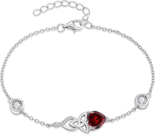 Infinity Celtic Knot Bracelet 925 Sterling Silver Birthstone Bracelet Irish Jewelry Gifts for Women
