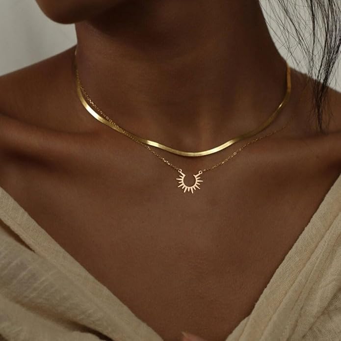 Gold Necklace for Women-14k Gold Plated Infinity Necklace Star Of David Necklace Evil Eye Cross Pendants Heart Dainty Gold Necklace For Women