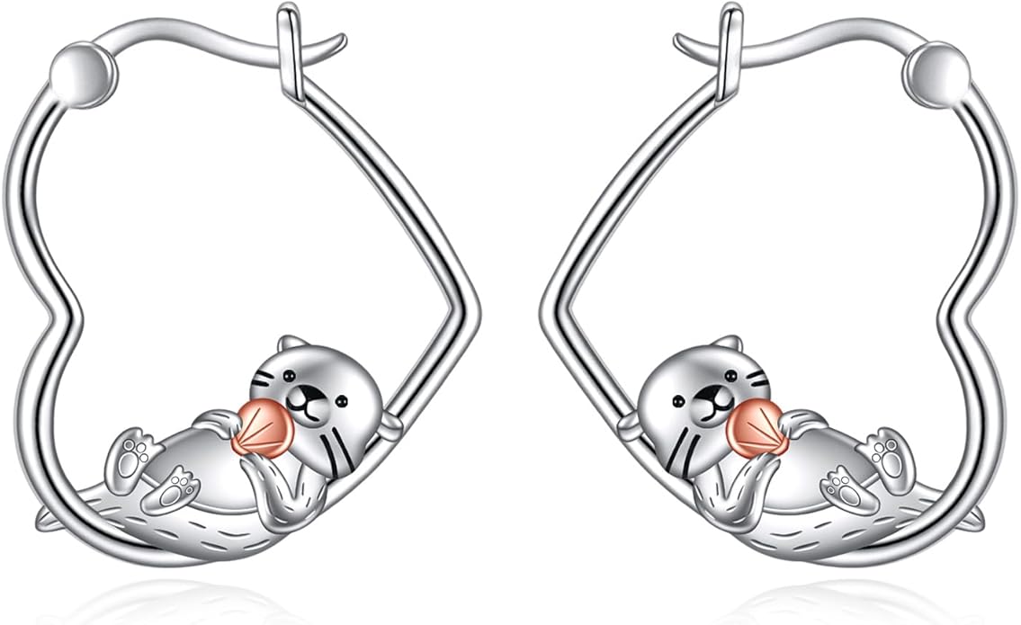YFN Animal Earrings Sterling Silver Animal Heart Hoop Dangle Earrings Cute Jewelry Gifts for Women