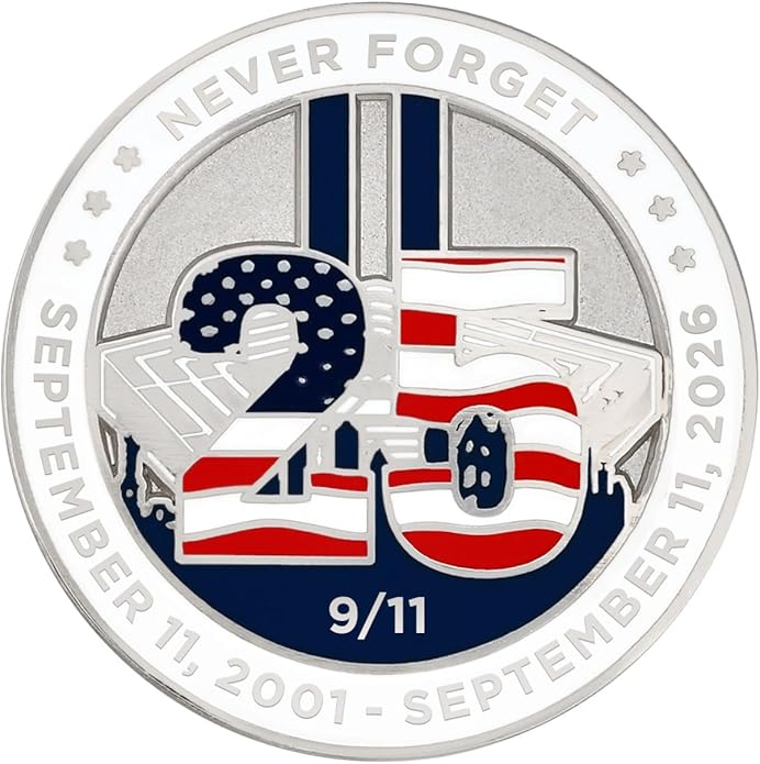 PinMart's 9/11 September 11th Patriotic Twin Towers Lapel Pin – 9/11 Memorabilia and Pentagon Remembrance – Commemorative Enamel Pins for Veterans, Events, Backpacks, Hats - Single or Bulk Packs