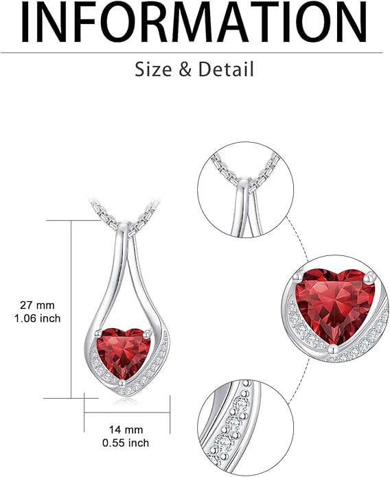 Birthstone Necklaces for Women,18k Yellow/White Gold Plated Forever Love Heart Infinity Pendant Necklace Anniversary Jewelry Christmas Birthday Gifts for Women Her Wife Girlfriend