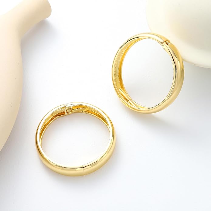 Bangle Bracelets for Women | 14K Gold Plated Trendy Wide Bracelets | Hinged Arm Cuff Bangles Chunky Bracelet for Women