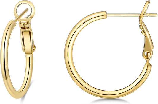 Gacimy Gold Hoop Earrings for Women 14K Gold Plated, 925 Sterling Silver Post Hypoallergenic Earrings Hoops for Women