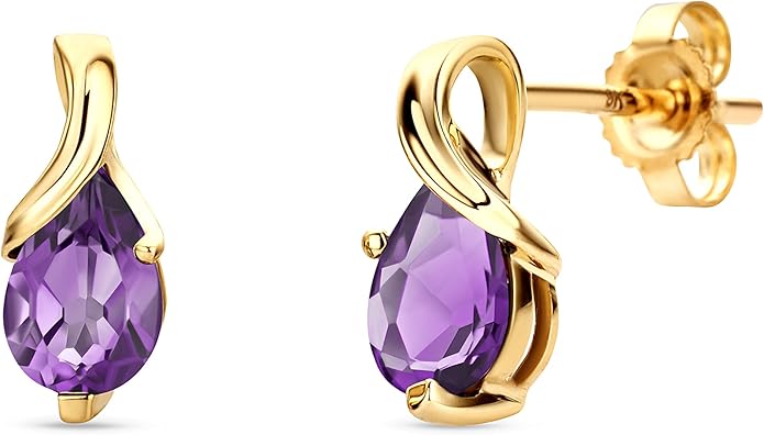 0.40Inch 14K Gold Earrings for Women in 14K White Gold/Yellow Gold 585 with Pear-Shape Rubies/Sapphires/Emeralds/Blue Topaz/Amethysts Gemstones, Handmade Jewelry for Women, Dangle Earrings