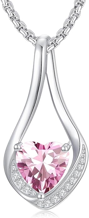 Birthstone Necklaces for Women,18k Yellow/White Gold Plated Forever Love Heart Infinity Pendant Necklace Anniversary Jewelry Christmas Birthday Gifts for Women Her Wife Girlfriend