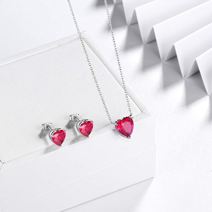Aurora Tears 925 Sterling Silver 12 Birthstone Hearts Jewelry Women Crystal Wedding/Engagement/Bridal Heart Necklace/Earring/Ring/Bracelet Sets Jewellery