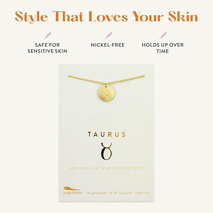 Lucky Feather Zodiac necklaces for women | Scorpio 14K Gold-Plated Astrology Pendant for Girls | Horoscope Sign Zodiac gift | Great Christmas Stocking Stuffer | Trendy Birthday Jewelry Gift | 16” - 18”