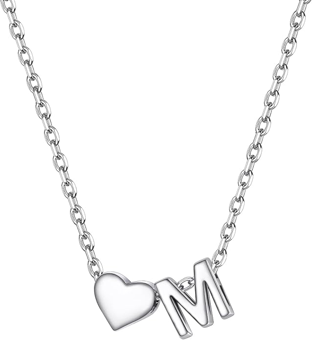 PROSILVER Initial Heart Necklace for Women, 925 Sterling Silver Tiny Heart Letter Necklace Siver, Gold Necklace, Come with Box