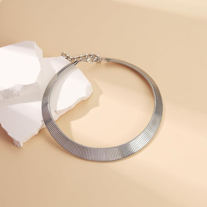 Collar Necklace for Woman Trendy Silver Choker Necklaces for Woman Statement Open Round Collar Choker Necklace