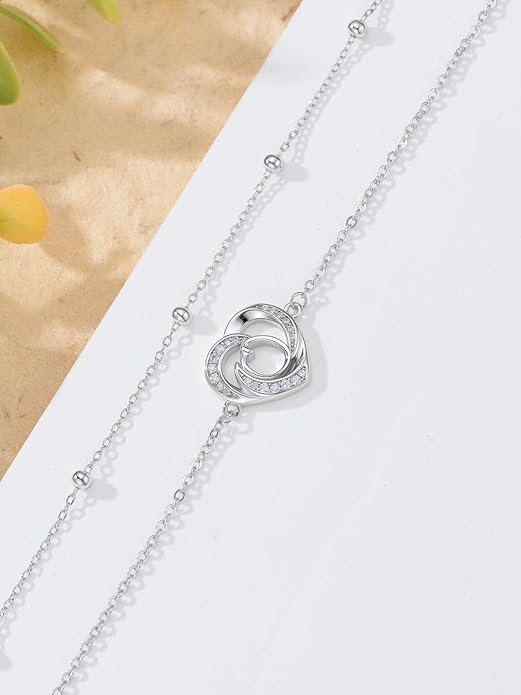 Dorunmo Initial Anklet 925 Sterling Silver Letter A-Z Layered Heart Anklet Beach Jewelry Birthday Gifts for Women