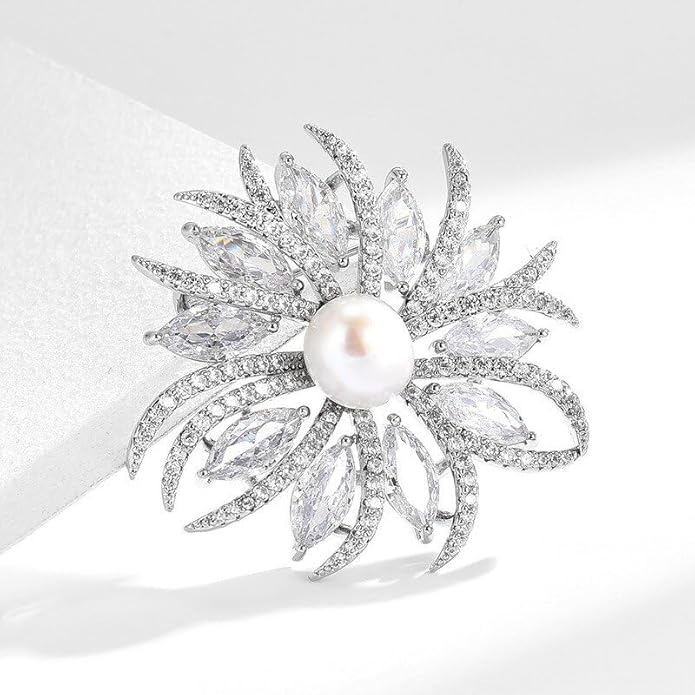 UNVAK Rhinestone Flower Brooch - Crystal Flower Pin for Women - Valentine's Day & Mother's Day Gift