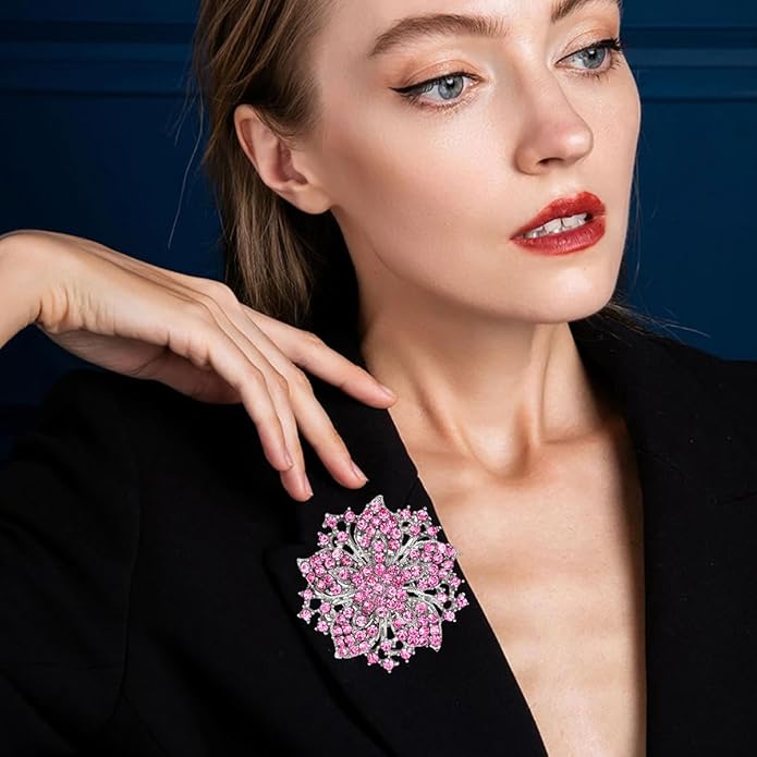 Rhinestone Bauhinia Flower Brooch Pin - Elegant Clothing Accessory for Women - Big Crystal Flower Brooch for Christmas, Halloween, Birthday, Party, Wedding Costume Jewelry