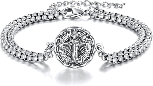YFN Patron Saint Bracelet Sterling Silver Religious Protector Bracelet Jewelry Gift for Women Men