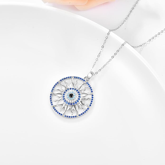 Dreamboat Sterling Silver Evil Eye Necklace for Women Protection Necklace Hamsa Nazar Mal De Ojo Turco Spiritual Jewelry Evil Eye Gifts