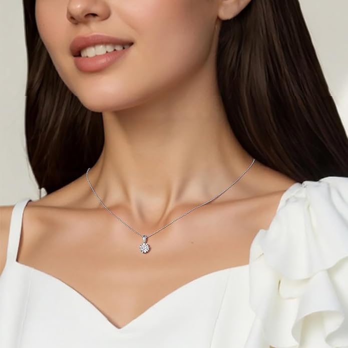 SUNFEEL Sterling Silver Necklaces 2 Carats Cubic Zirconia Necklace Dainty Jewelry Gifts for Mom Wife Girlfriend Bridal for Prom Wedding Anniversary Birthday