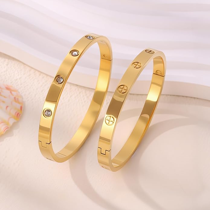 Silver Bangles for Women - Stainless Steel Love & Friendship Bracelet Set with Gift Box | Daily Wear & Party Jewelry