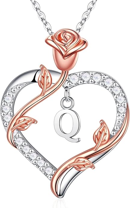 Iefil Christmas Gifts for Women Wife - 925 Sterling Silver Heart Initial Necklace, Anniversary Birthday Gifts for Women, Jewelry Gift for Wife Girlfriend Mom
