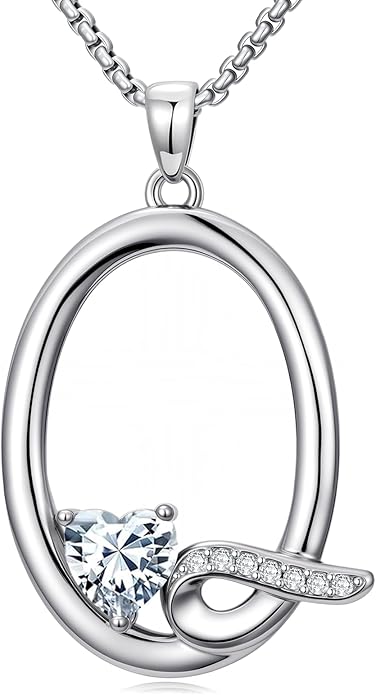 Christmas Gifts for Women Alphabet A to Z Initial Birthstone Pendant Necklaces for Women - 18k White Gold Plated Personalized Name Jewelry Valentine Mothers Day Birthday Gifts for Women Her Girlfriend