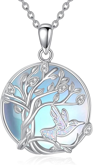 Hummingbird Necklace Hummingbird Necklaces for Women Sterling Silver 925 Purple Blue Hummingbird's Heart Pendant Jewelry Memorial Mothers Day Christmas Gifts