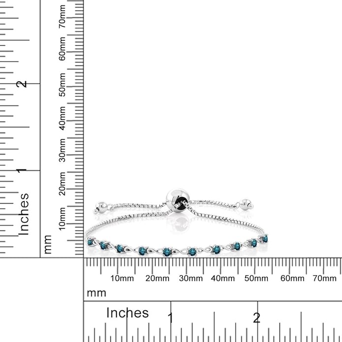 Gem Stone King Round Gemstone Birthstone Tennis Bracelet For Women | 925 Sterling Silver | 2.5MM Round | Fits Up To 9 Inch Wrist | Adjustable Bolo Bracelet For Women | Easy-On Easy-Off