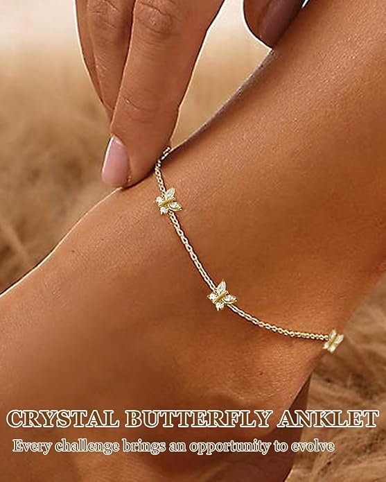 Gold Ankle Bracelets for Women Waterproof - 18K Gold Plated Stainless Steel Dainty Heart Anklets, Non Tarnish Meaningful Gifts for Her Sister Best Friend or Yourself