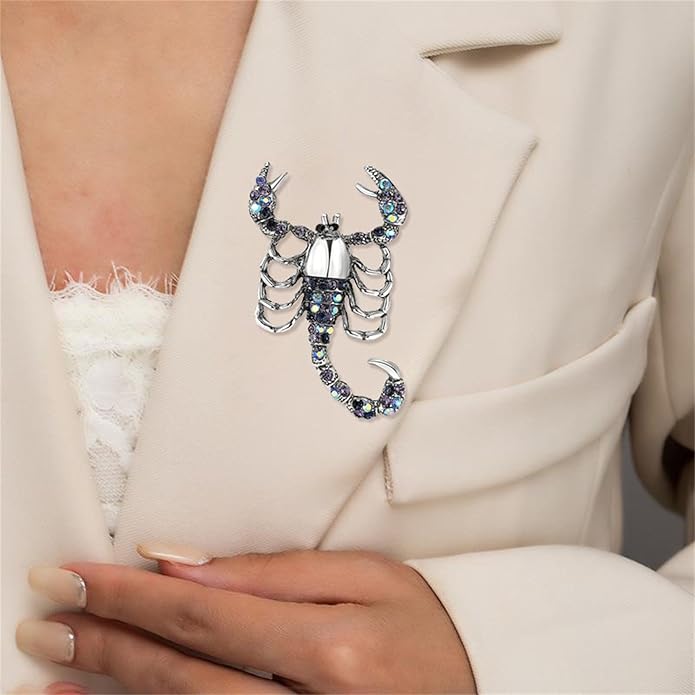 Dreuyet Rhinestone Scorpion Brooch Pin for Women Men Vintage Crystal Scorpion Brooches Punk Style Insect Animal Laple Pin Clothing Suits Accessories Christmas Birthday Jewelry